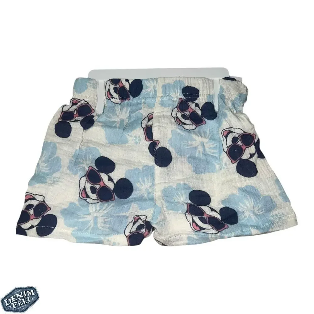 Disney Toddler Boys' 2pc Mickey Mouse Woven Gauze Button-Up‎ Top & Shorts Set